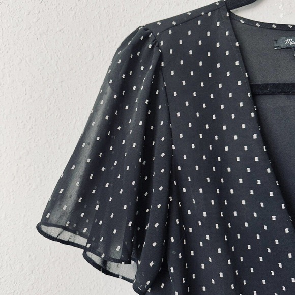 Madewell Flutter-Sleeve Peplum Wrap Top in Clipdot - Picture 5 of 6